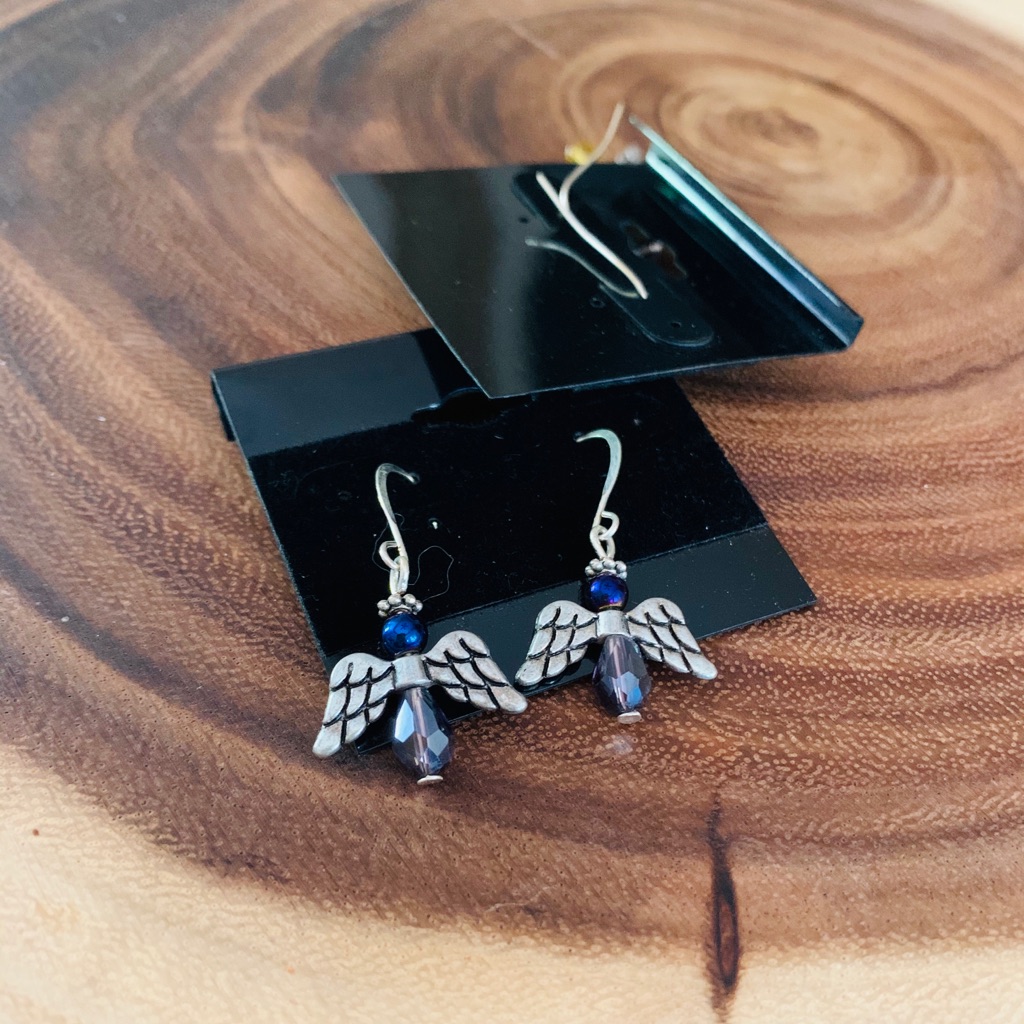 Bogo Angel Wing Earrings Hook Royal Blue Purple